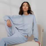 Lunya Loungewear Silksweats™ Midweight Reversible Relaxed Boxy Pullover - #Welkin Blue
